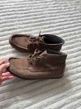 UGG Men's Brown Suede Chukka Boots with Striped Lining